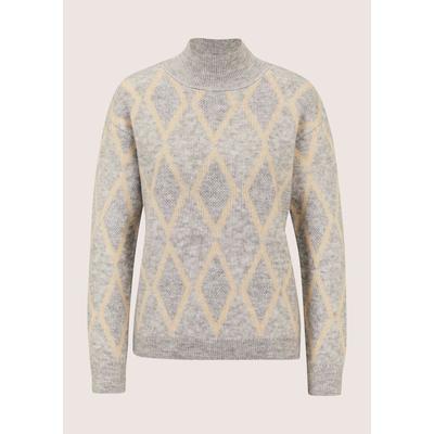 Longpullover MADELEINE "Pullover Glitzernder Pullover mit Rauten-Muster", Damen, Gr. 34, grau (silbergrau, melange, multicolor), Modern, comfort fit, Pullover Longpullover