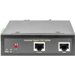 Digitus Industrieller Gigabit PoE++ Splitter 802.3bt, Netzwerk Switch, Schwarz