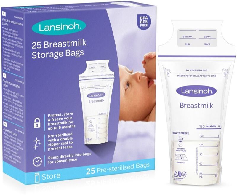 Lansinoh Breastfeeding Breastmilk Storage Bags sachet pour la conservation du lait maternel 25 pcs