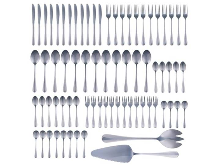 alpina Ensemble de Couverts 75 Pièces pour 12 Personnes – Couverts Acier Inoxydable – Couteaux Fourchettes Cuillères Cuillères thé Café Fourchettes Gâteau Service Salade Pelle Gâteau