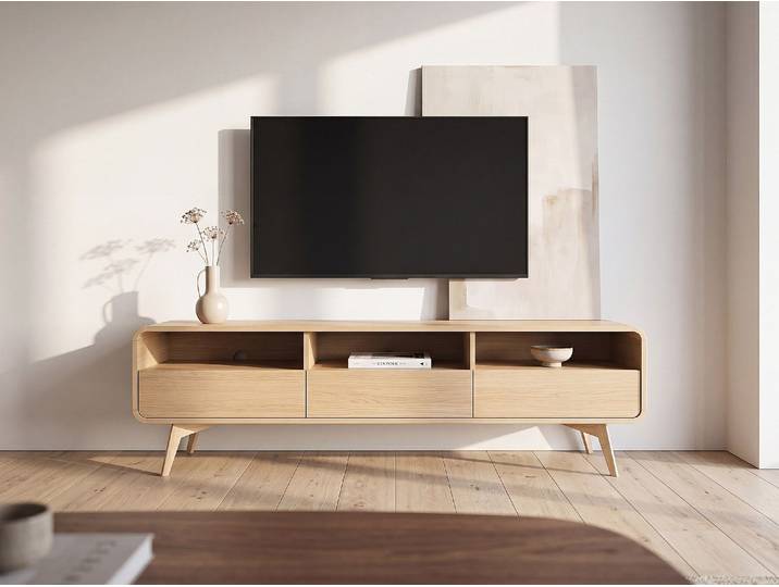 TV-Möbel mit 3 Schubladen & 3 Ablagefächern - Holzfarben - JALEMO