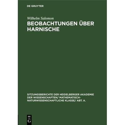 Beobachtungen über Harnische, Gebundene Ausgabe von Wilhelm Salomon, De Gruyter, 978-3-11-118805-8