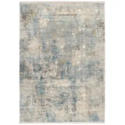 Webteppich Farina 80 x 150 cm Mischgewebe Blau