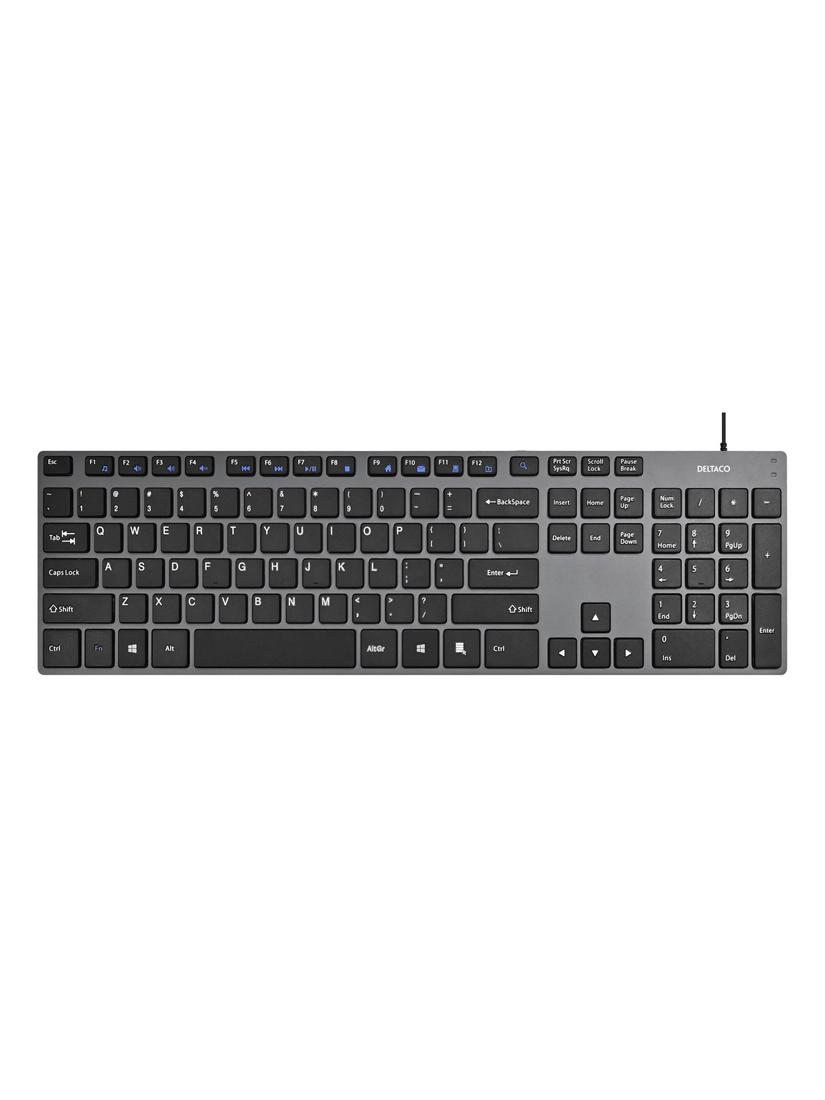 Deltaco Wired slim office keyboard low-profile aluminum - Englisch (US)