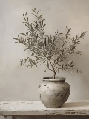 Inspire Curations Retro Olive Tree & Lemon Canvas Poster Vintage Botanical Kitchen & Home Wall Art 2507291240 50x70cm