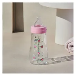 MAM, Babyflasche, Biberon Verre Premium 260 ml 2 Mois et + Débit 2 Moyen - Couleur : Rose (260 ml)