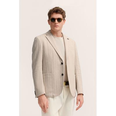 Sakko BUGATTI "Stretch-Funktion", Herren, Gr. 54, beige (30, beige), 90% Baumwolle, 10% Polyester, gestreift, regular fit, Sakkos Sakko, mit einem Streifen-Design