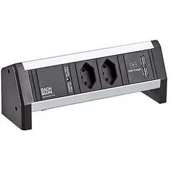 Bachmann Steckdosenleiste 2-fach alu 1xUSB 902.1992 IP20