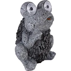 Solarleuchte Frosch grau Solar Figur Frosch Außenlampe Steinoptik Solar, Akku IP44, LED 2x 0,06 Watt, LxBxH 17x14x21 cm