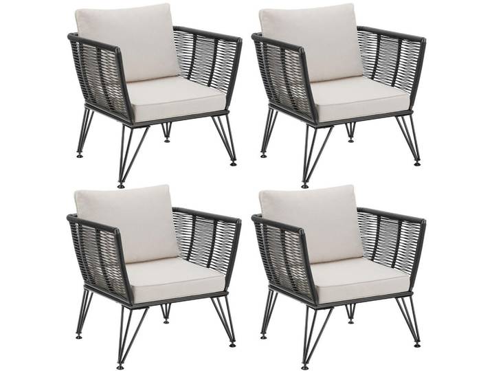tectake Garten-Loungesessel Sundo, 75,5 x 67 x 71 cm, anthrazit, Anthrazit, 75.5x71x67 cm, Gartenmöbel, Loungemöbel, Loungesessel