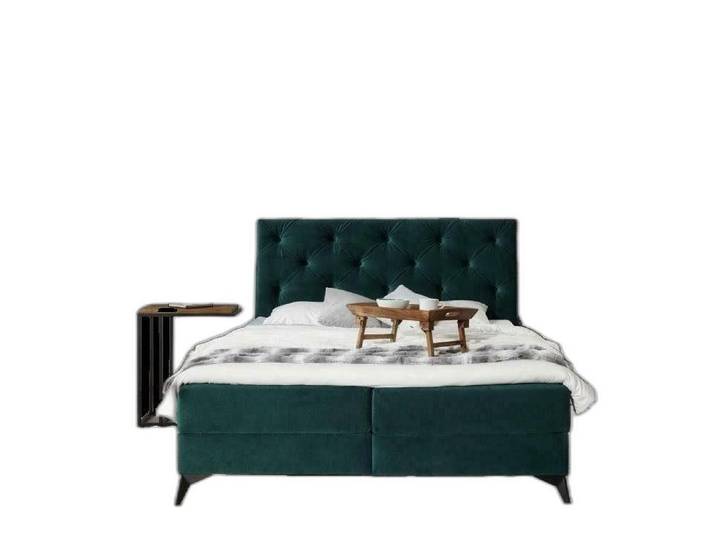 Xlmoebel Boxspringbett Elegantes Gewebe-Bett in Hotelgrün für stilvolles Schlafzimmerdesign (Gewebe-Bett), Hergestellt in Europa