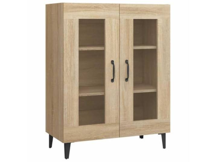 KGFHERENB Sideboard Sonoma-Eiche 69,5x34x90 cm Anrichte mit Glastüren Eleganter Kommodenschrank für Wohnzimmer und Flur: 2 Glastüren bieten klaren Einblick und schützen Dekoration vor Staub.