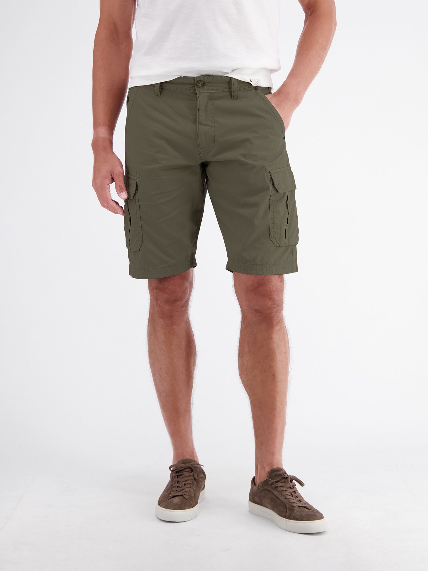 Cargoshorts LERROS "Cargo Bermuda aus robuster Baumwolle", Herren, Gr. 36, grün (tinted grau), 100% Baumwolle, Hosen Cargoshorts tinted grau 36