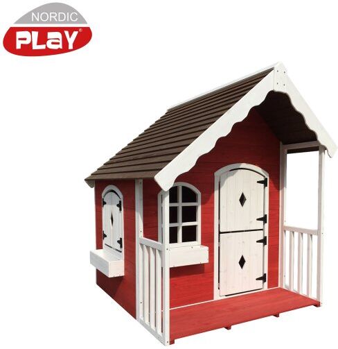 Nordic Play Legehus Med Veranda Rød/hvid