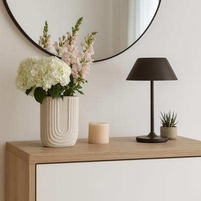 Sagebrook Home "Rectangular Speckled Sand Upside Down Arch Vase - Ivory, 8"""