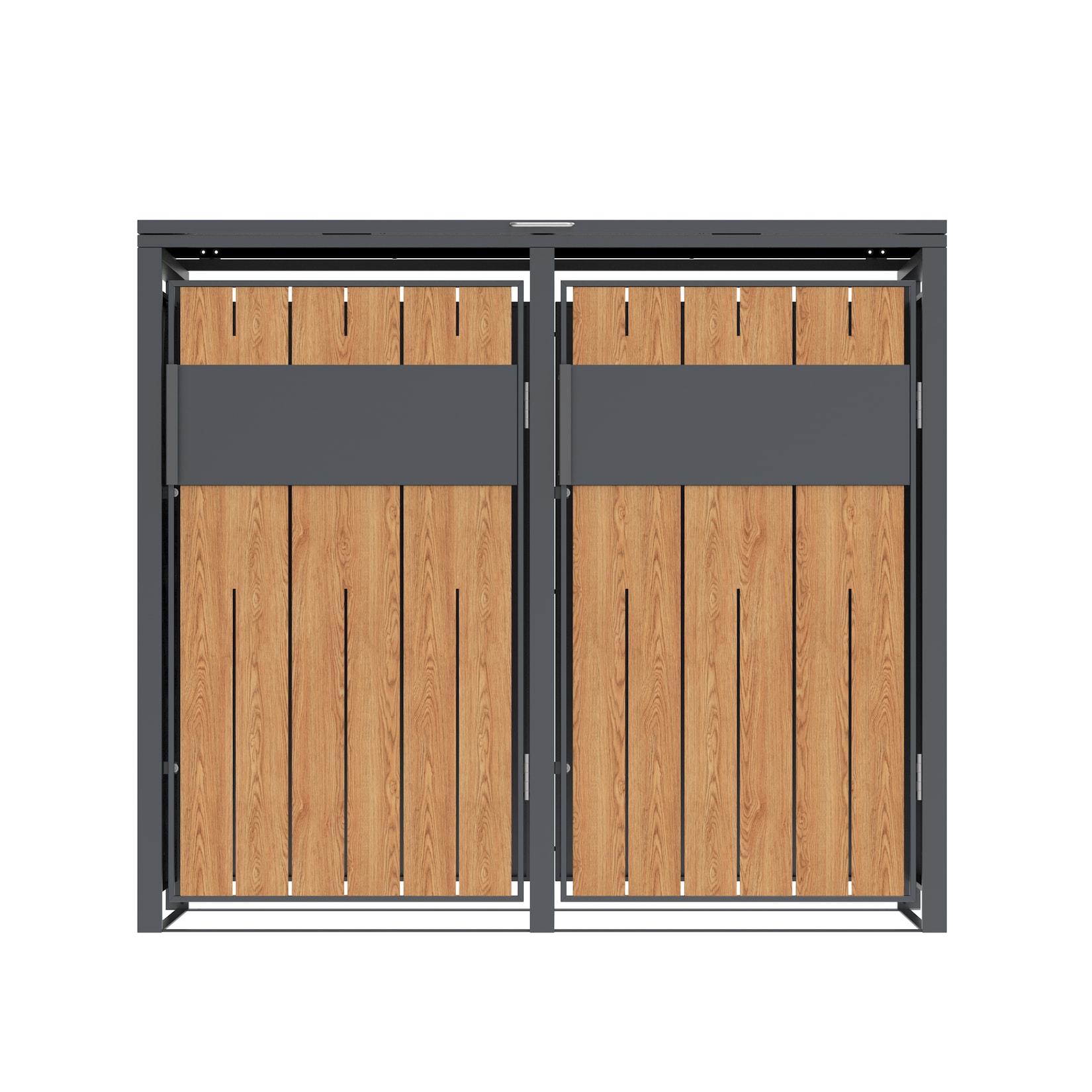 Westmann Mülltonnenbox Varius 2 2 x 240L Anthrazit & Holzoptik 80x132x116cm