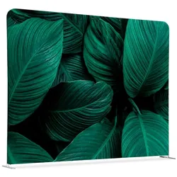 SHOWDOWN Displays Showdown Textil Raumteiler Basic - 200-150 Doppel Botanische Grüne Blätter - Silberner Rahmen