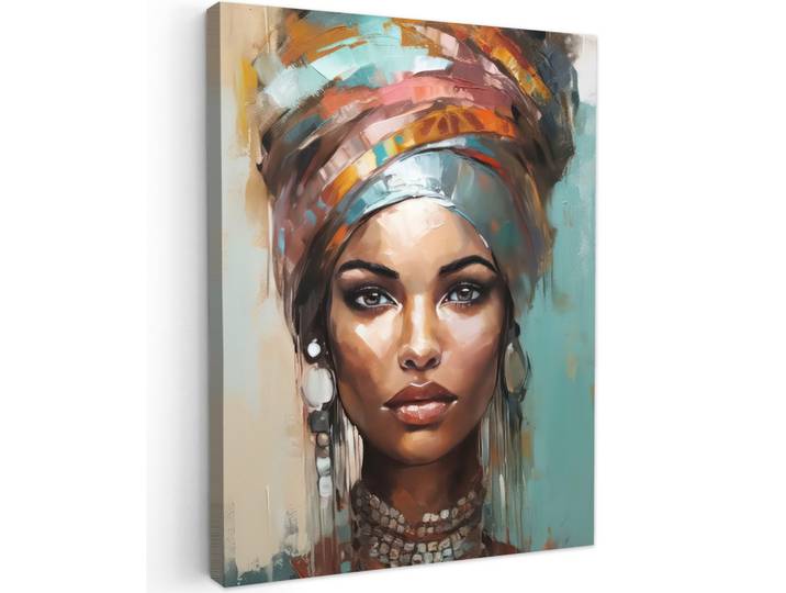 LEINWANDBILD Frau - Kunst - Schmuck - Porträt Wandbild Wohnzimmer 60x80 cm
