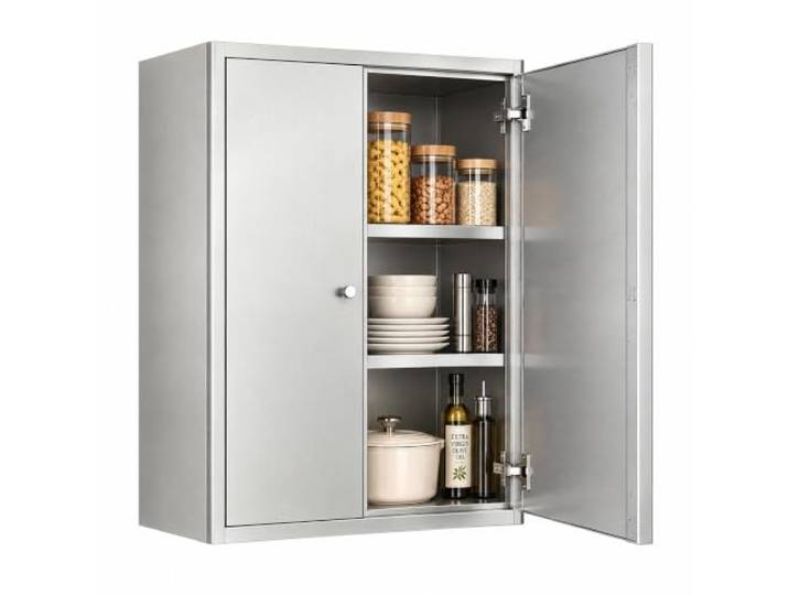 Gtzly Wandmontierter Aufbewahrungsschrank, Küchen-Organizer mit Gewürzregal Edelstahl 304, Verstellbarer Einlegeboden für Geschirr, Vorräte, Küche, Bar und Esszimmer(50*20*60cm/20*8*24in)