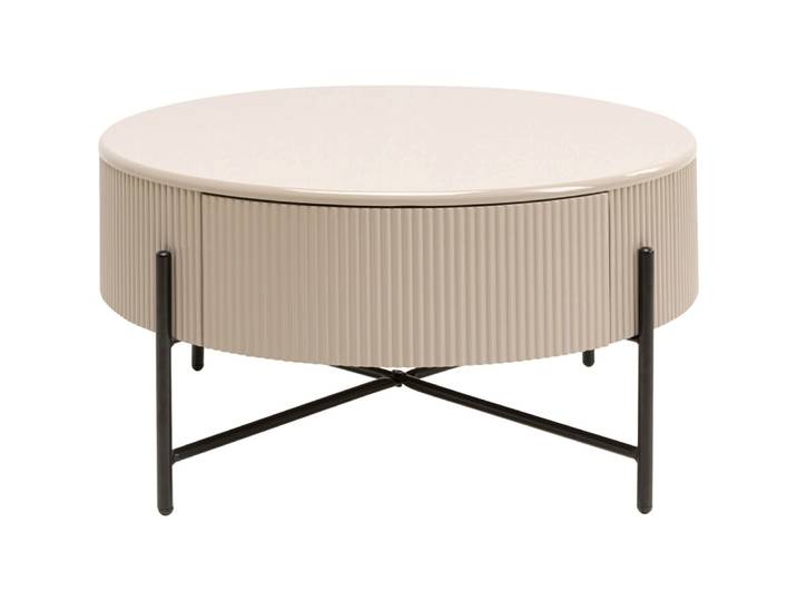 Table basse ronde beige à tiroir d80