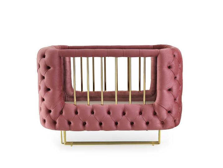 Jabari Babybett 70x120 cm Premium Wollbäckchen - Mega-Deal: 25% Extra-Rabatt, Designer Chesterfield Gitterbett 70x120 Samt Gold Handmade in Germany