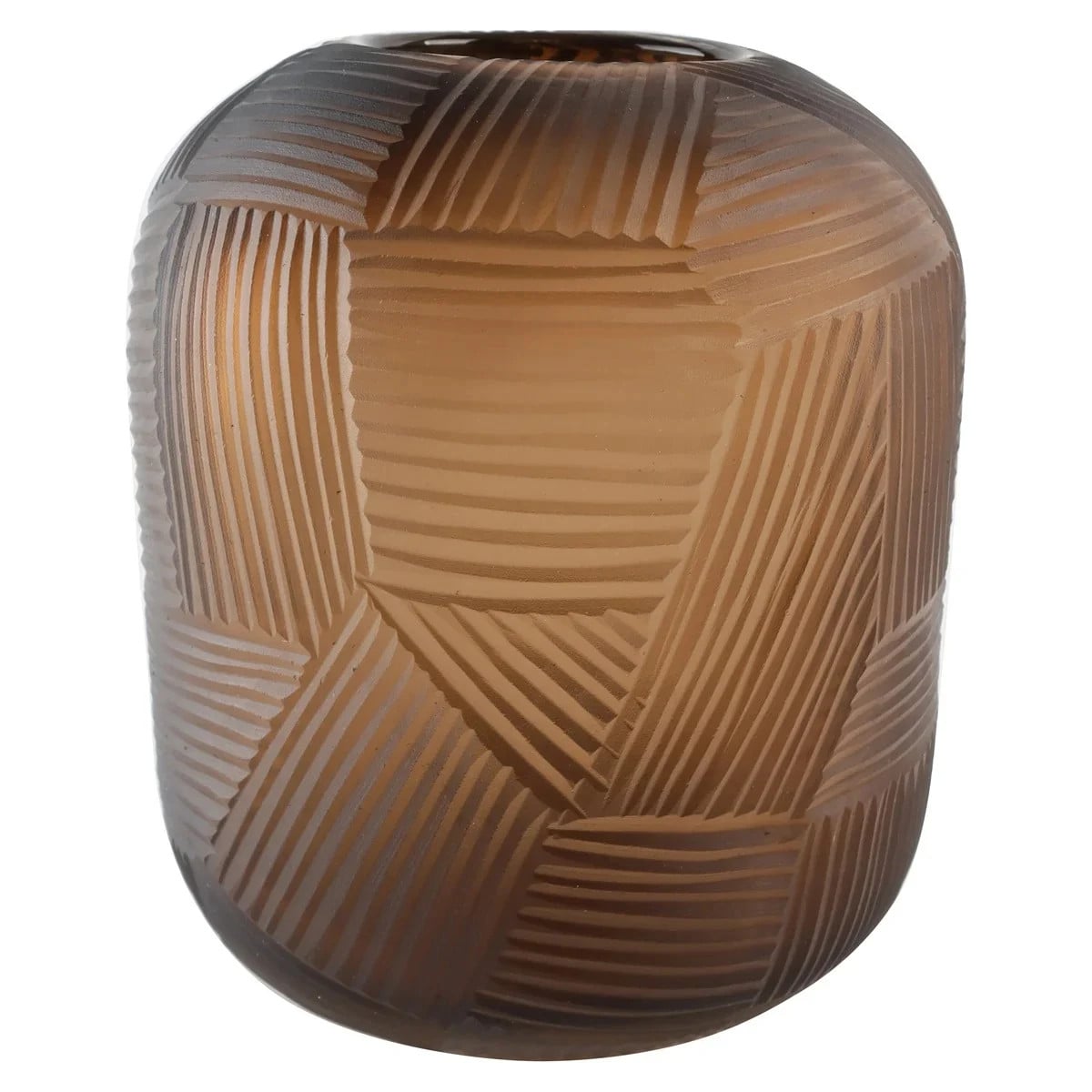 Richmond Interiors Abstracte Glazen Vaas Lea - Bruin - Rond - Tafeldecoratie