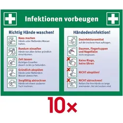Marahrens Aufkleber / Hinweisschild »Infektionen vorbeugen« 21 x 29,7 cm, 10 Stück mehrfarbig, 21x29.7 cm