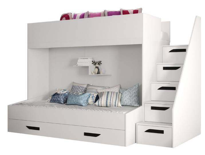 ABIKS MÖBEL Etagenbett PARTY 16 Hochbett für Kinder, Jugendliche mit Stauraum