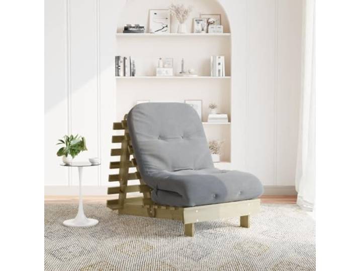 WXGTBKPR Futon Schlafsofa mit Matratze 70x206x11 cm Kiefernholz, Klappbares Gästebett für Wohnzimmer und Schlafzimmer, Braun