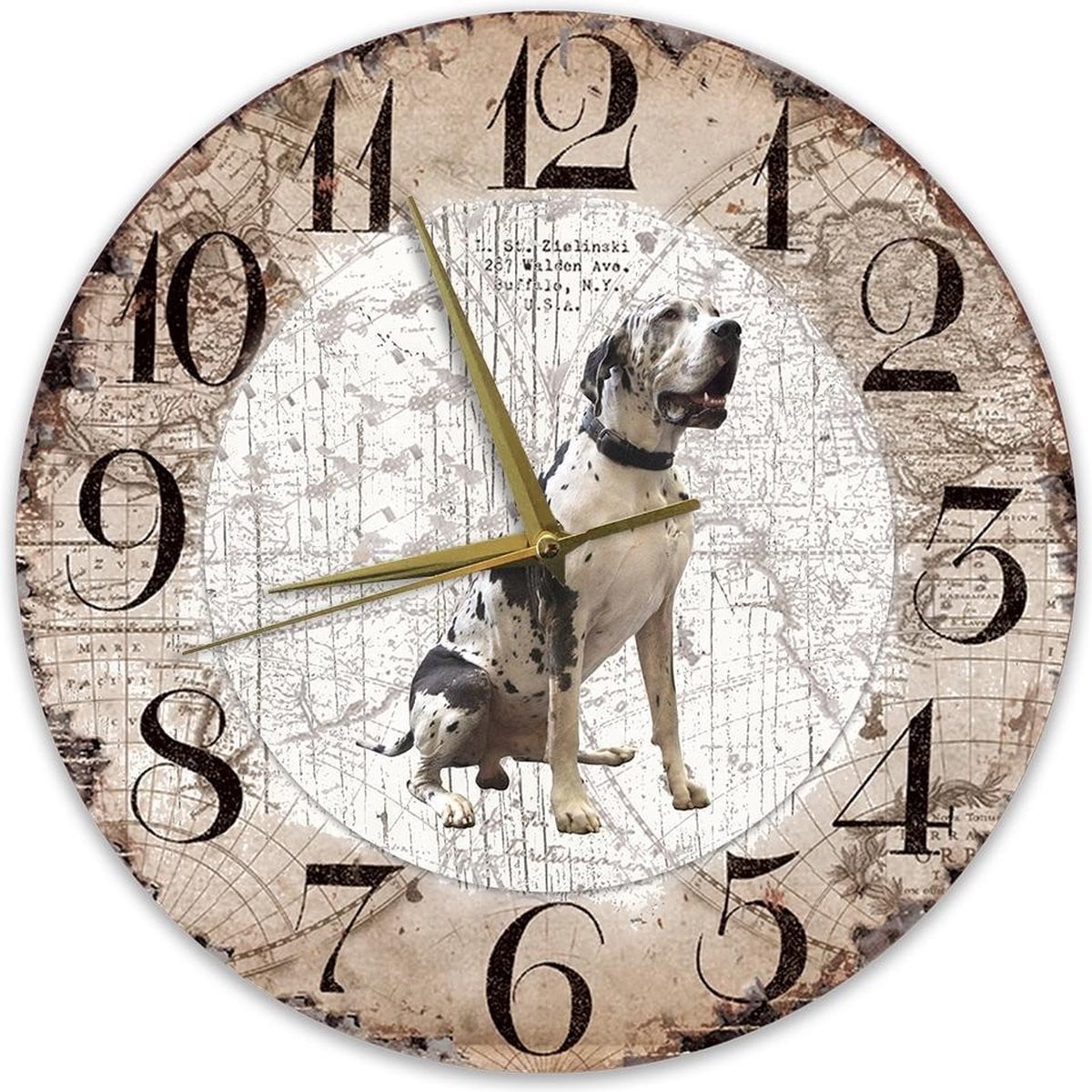 Houten Wandklok met Duitse Dog Motief - 30 cm