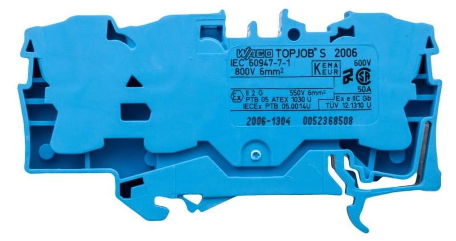 WAGO doorgaande klem 3-aderig type 2006-1304 6 qmm blauw