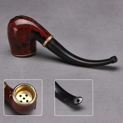 Uplift Picks ClassicCraft Imitation Wood Resin Smoking Pipe With Copper Bowl ClassicCraft Imitation Wood Resin Smoking Pipe With Copper Bowl