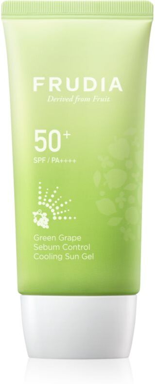 Frudia Sun Green Grape Sebum Control feuchtigkeitsspendendes Bräunungsgel für fettige und Mischhaut SPF 50+ 50 g