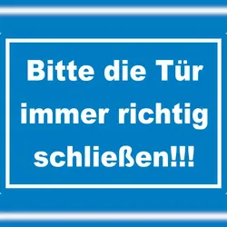 HB-Druck Aufkleber Bitte die Tür immer richtig weiss-blau A4 (210x297mm)