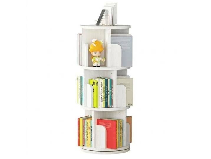 Étagère à livres rotative 3 niveaux en bois – Bibliothèque d'angle pivotante 360° – Montage facile – 98.6x40cm-Blanc