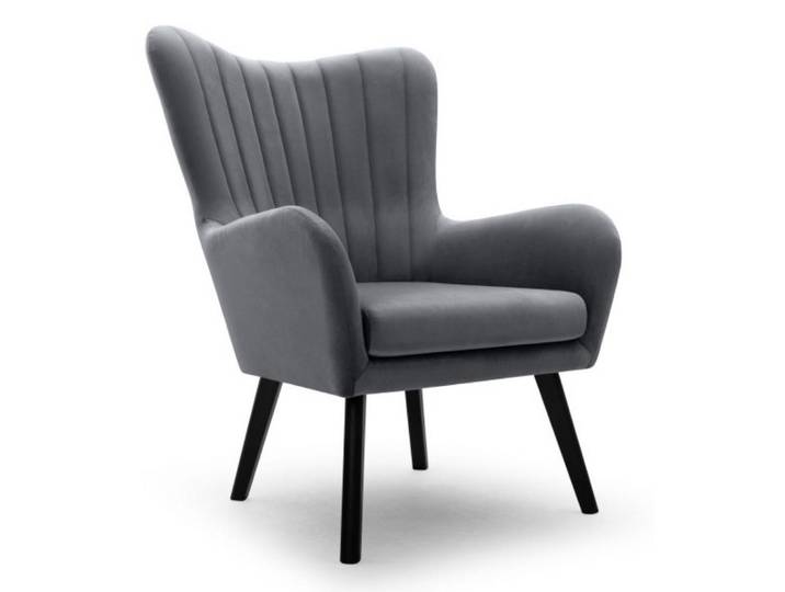 Sepro Meble Sessel Dunkelgrau Tedi Auf Holzbeinen Gepolstert Velluto, Grau, 76x100x78 cm, Wohnzimmer, Sessel, Polstersessel