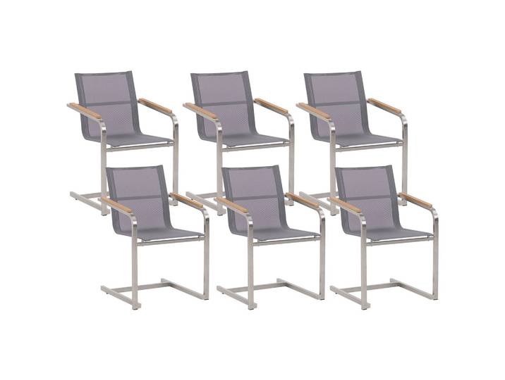GARTENSTUHL 6er-Set Edelstahl grau Cosoleto