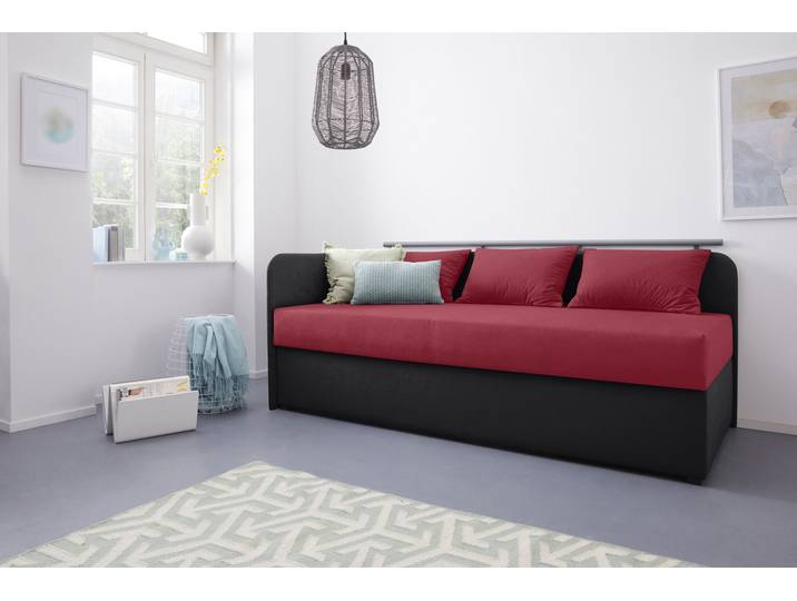 Polsterliege MAINTAL Diana , rot (rot, schwarz), B:93cm, Komplettbetten