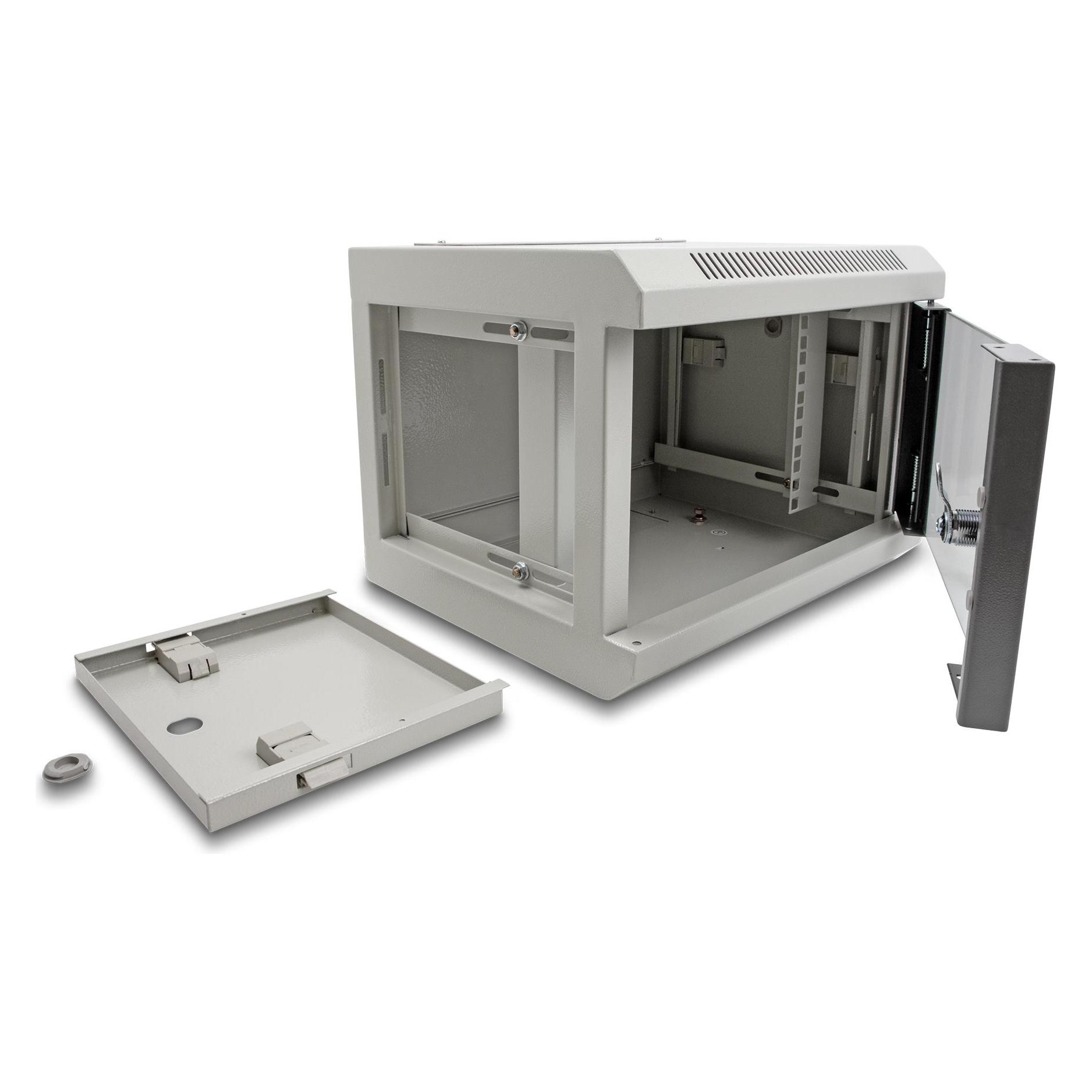 Delock 10? Netzwerkschrank mit Glastür 4 HE grau (4 HE, 10 Zoll Rack) (43416)