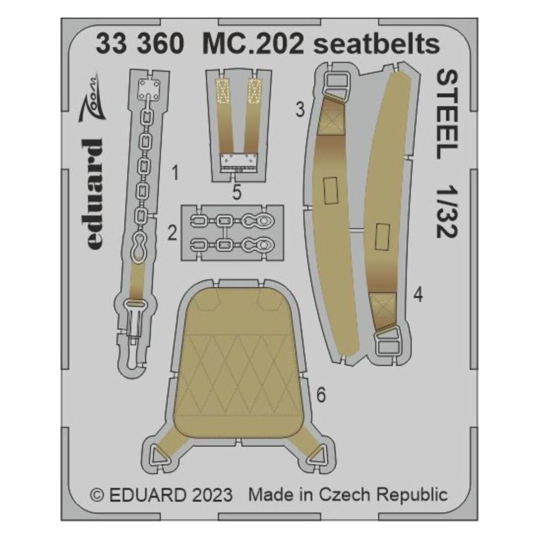 Eduard MC.202 seatbelts STEEL 1/32 ITALERI (33360)