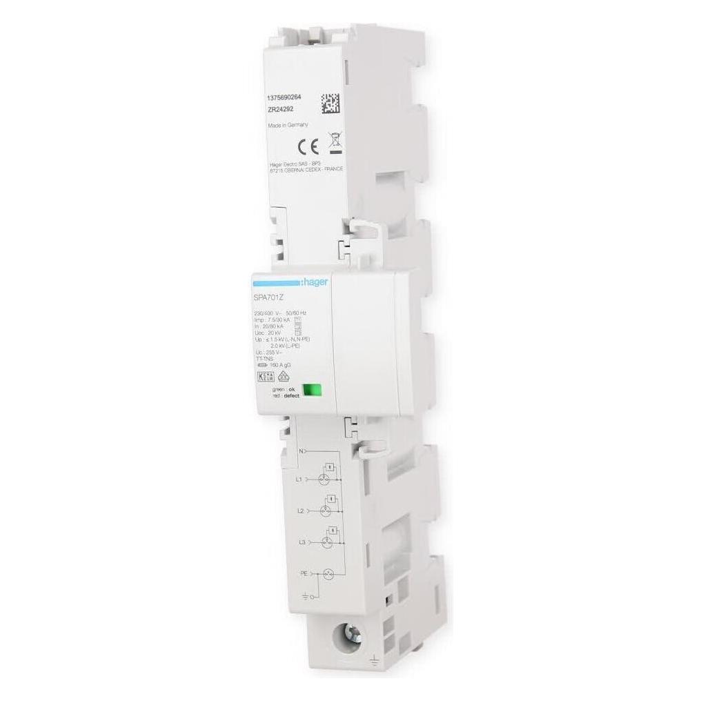 Hager Kombiableiter T1+T2+T3 4P SPA701Z Iimp 7,5kA TT/TNS (SPA701Z)