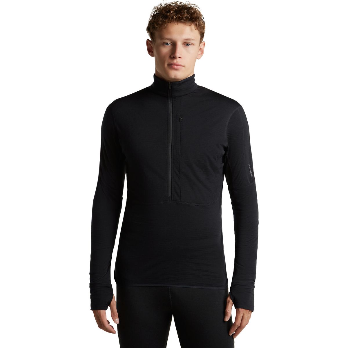 Icebreaker M Mer 200 Realfleece Descender Long Sleeve Half black (IB001) M 0A57QDIB001-M