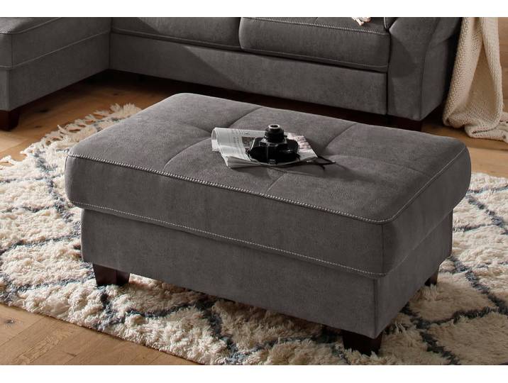 Hocker, Luxus-Microfaser in Anthrazit, 104×72 cm, Mit Stauraum, Klassisch, Home-affaire