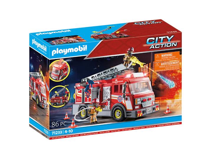 Camion de pompiers avec grande échelle