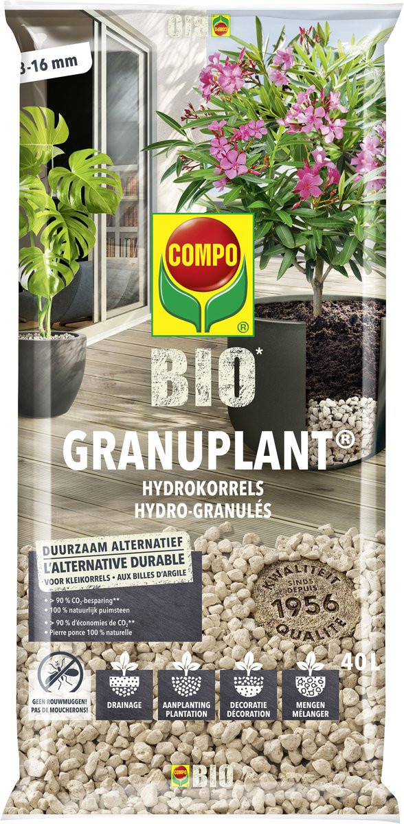 COMPO Bio Granuplant Hydrokorrels - Plant- en drainagegranulaat - Zak 40L