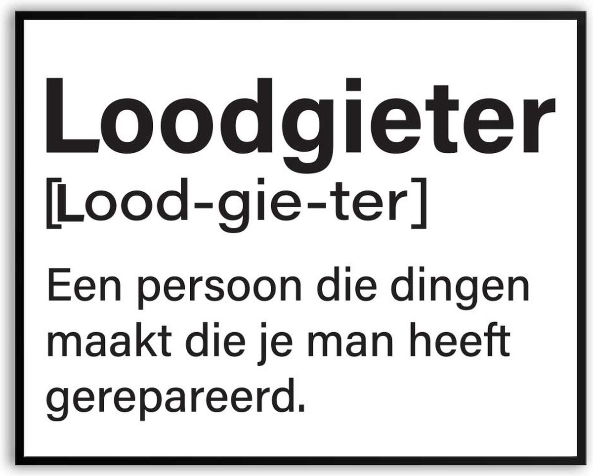 Grappige fotolijst Loodgieter betekenis met glas, 50 x 70 cm