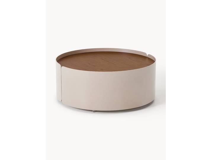 Runder Holz-Couchtisch Loran mit Schubladen
