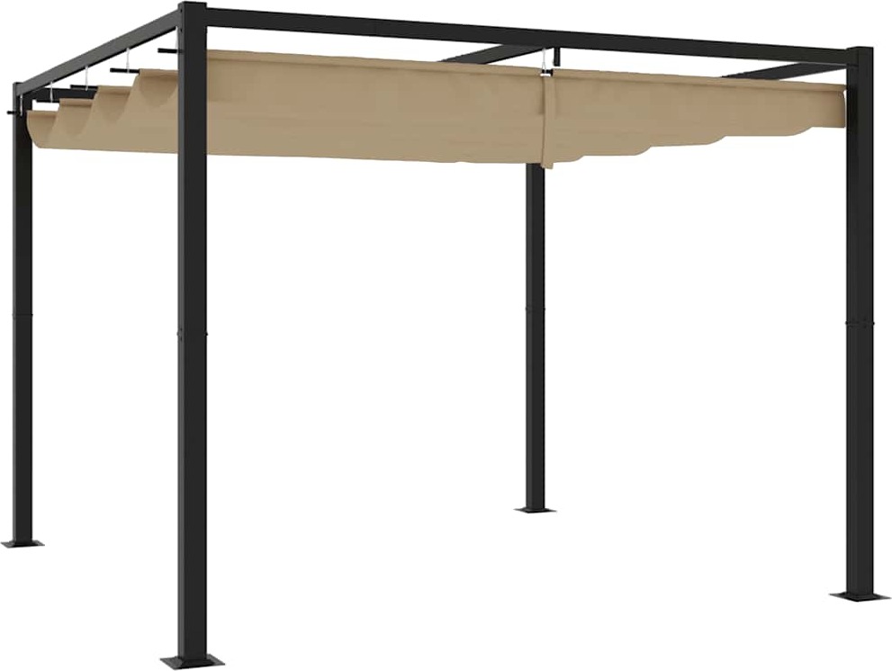 Gartenpavillon mit Ausziehbarem Dach Taupe 3x3 m Stahl