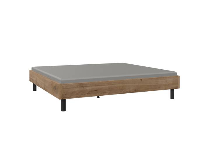 Futonbett Easy - Liegehöhe 55 cm 180 x 200cm Spanplatte foliert Braun/Plankeneiche Dekor Schwarz Eiche