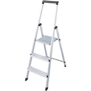 Euroline Stehleiter Nr. 618, 6180003, mit Plattform, aus Aluminium, bis 150kg, mit 3 Stufen